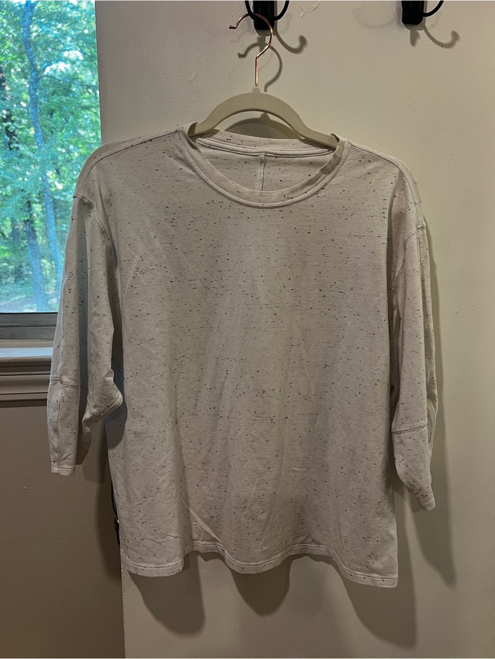 lululemon athletica Speckled Light Gray Crew Neck Top